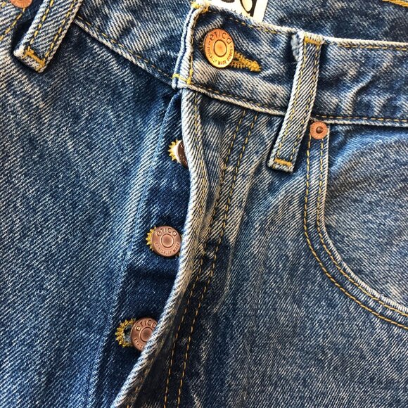 Etica Womens Cassel Ultra High Barrel Jeans Button Fly Rigid Bluestone Wash 27 - Picture 3 of 8